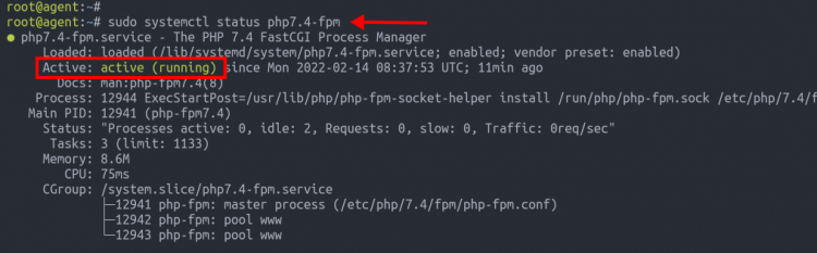 Estado del servicio PHP-FPM