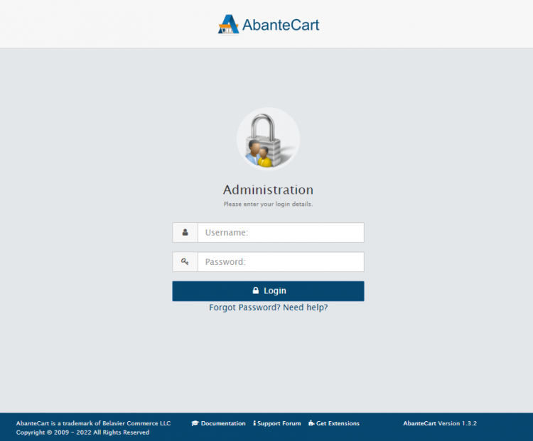 Panel de control de AbanteCart