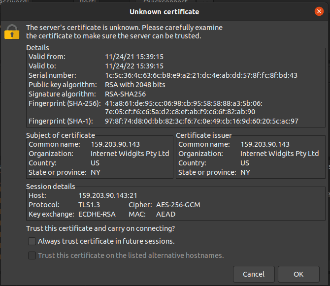 Aceptar certificado SSL
