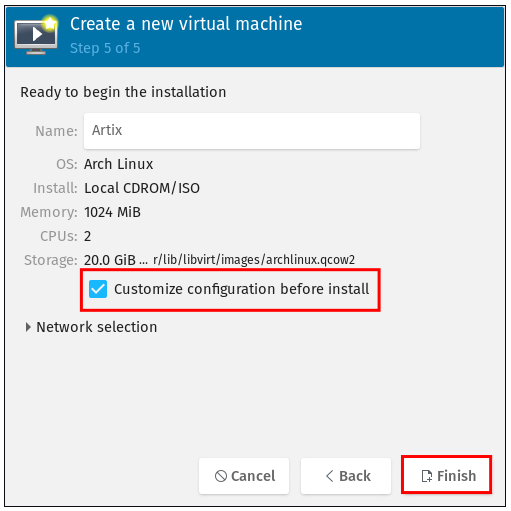 Crear máquina virtual con virt manager