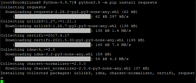 solicitudes de instalación de python3.9