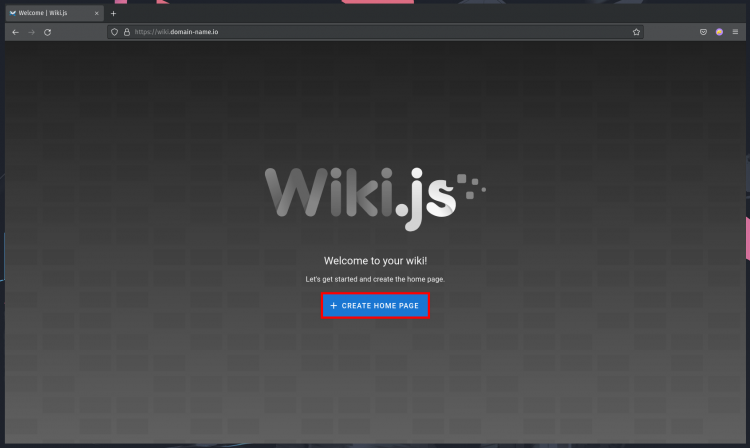 Wiki.js Crear página de inicio