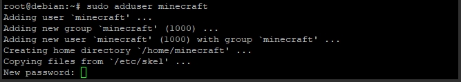 Agregar usuario de Linux para Minecraft