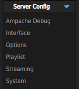 Sección de configuración del servidor Ampache