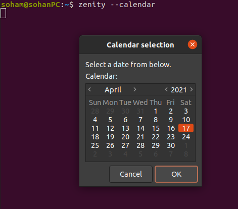 Entrada de calendario desde script bash