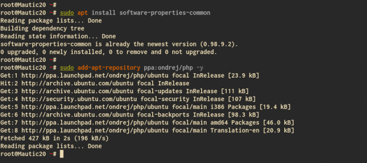 Agregue el repositorio de PHP 7.3 en Ubuntu 20.04