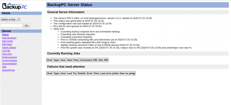 Estado del servidor BackupPC