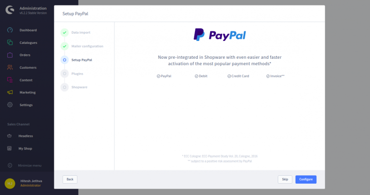 Configurar pagos de Paypal en Shopware