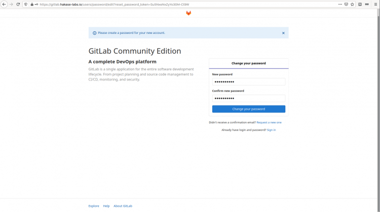 GitLab restablecer contraseña predeterminada