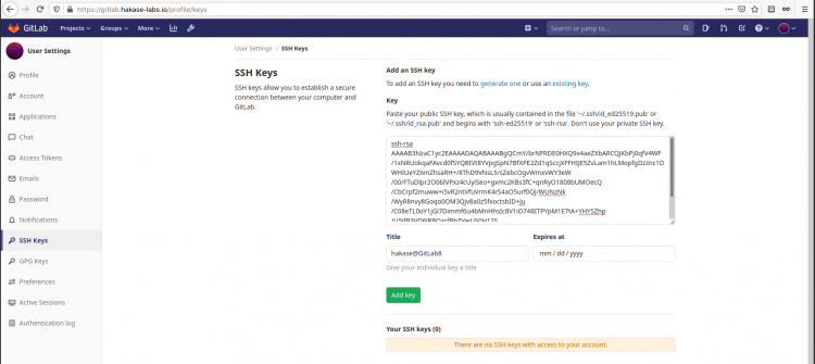 Agregar clave SSH a GitLab