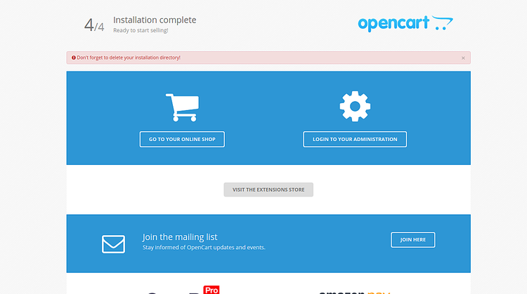 Instalación de OpenCart completa