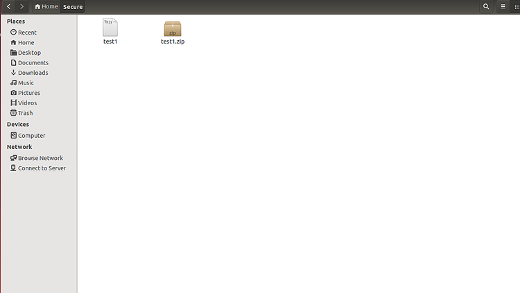 Archivo zip en el explorador de archivos de Ubuntu