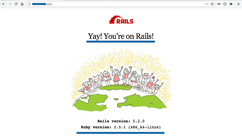 La aplicación Ruby on Rails está funcionando