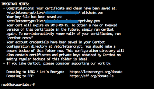 Se ha emitido el certificado Letsencrypt SSL