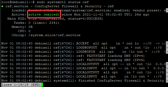Instalación del cortafuegos CSF en Debian 11