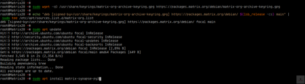 Agregue el repositorio Matrix Synapse para Ubuntu 20.04