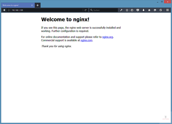 La página de bienvenida de Nginx.