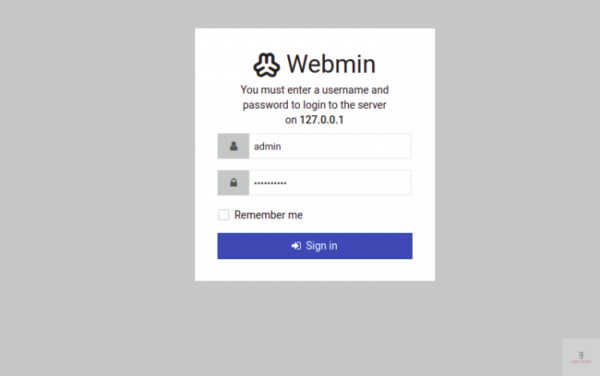 Inicio de sesión en Webmin