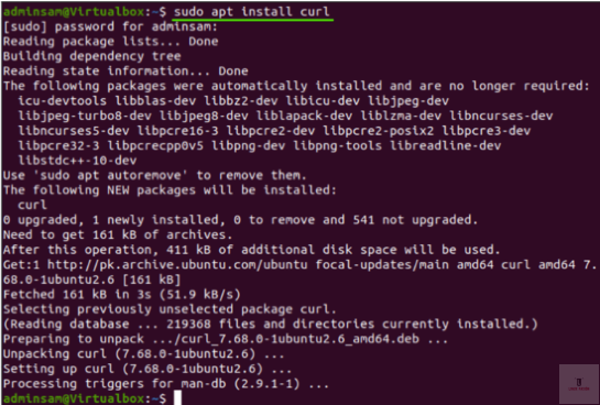 Instale Curl en el sistema Ubuntu 20.04