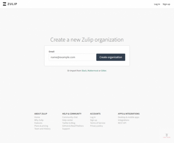 Nueva página de organización de Zulip