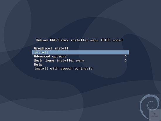 Pantalla de arranque de Debian 10