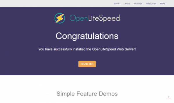 Página predeterminada de OpenLiteSpeed