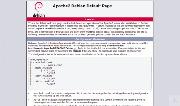 página predeterminada de Debian