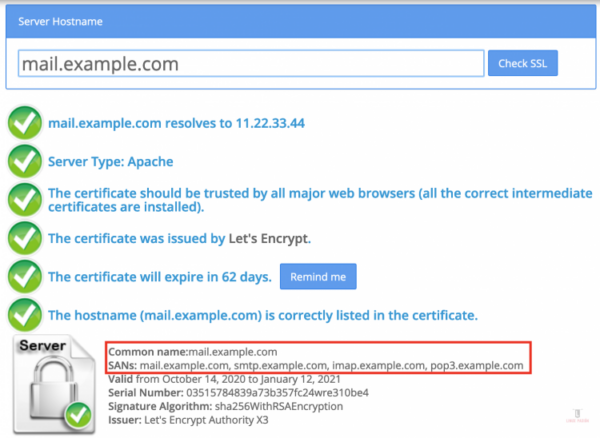 Captura de pantalla de verificación SSL